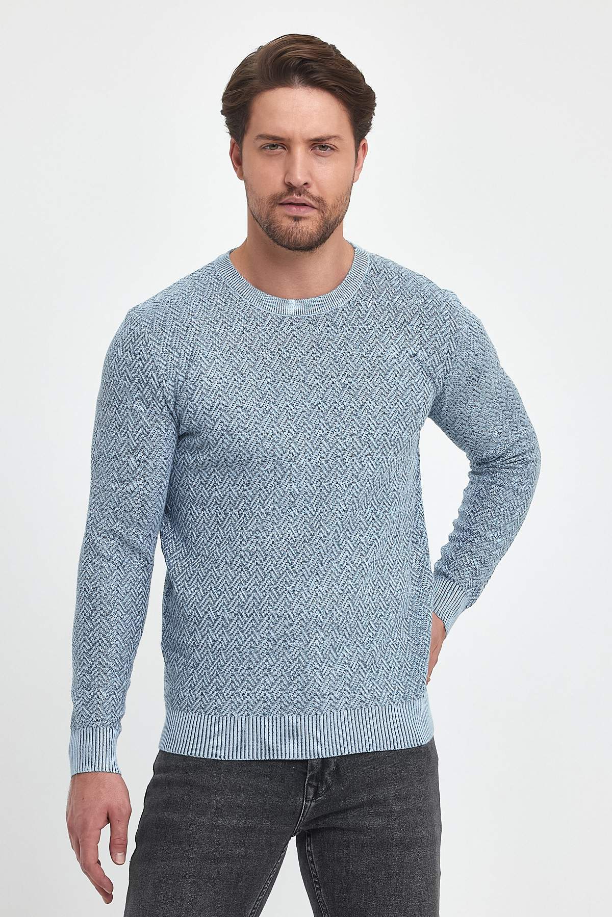 Свитер casual Trend Collection 7394 голубой