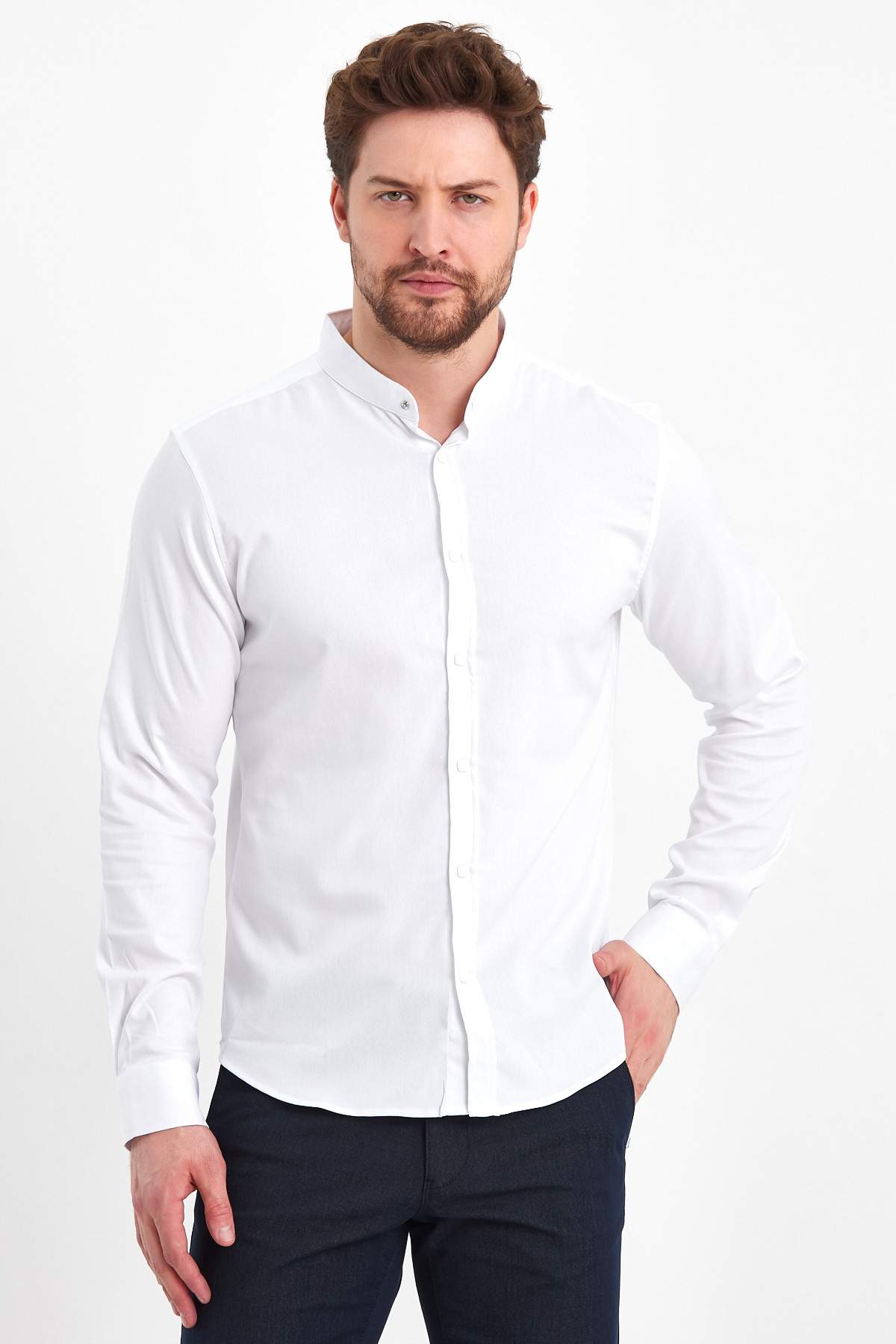 Сорочка на стійку Trend Collection BAT 21162-3 Білий (V01)