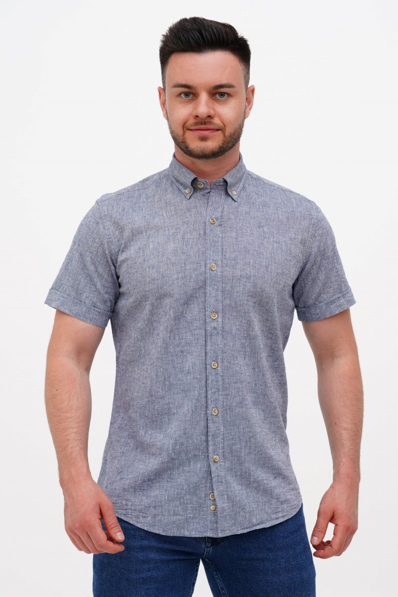 Рубашка-К. Р. лен Trend Collection BAT K11-151 сине-серый