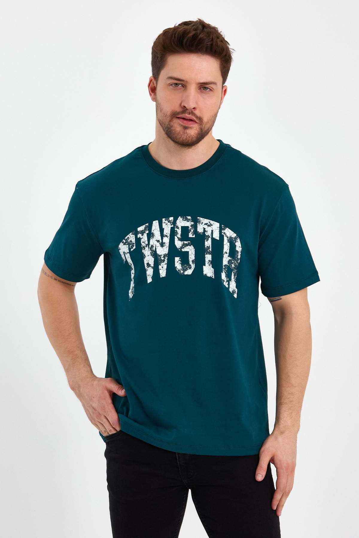 Футболка з принтом Trend Collection 2184 Темно-зелений (OIL)