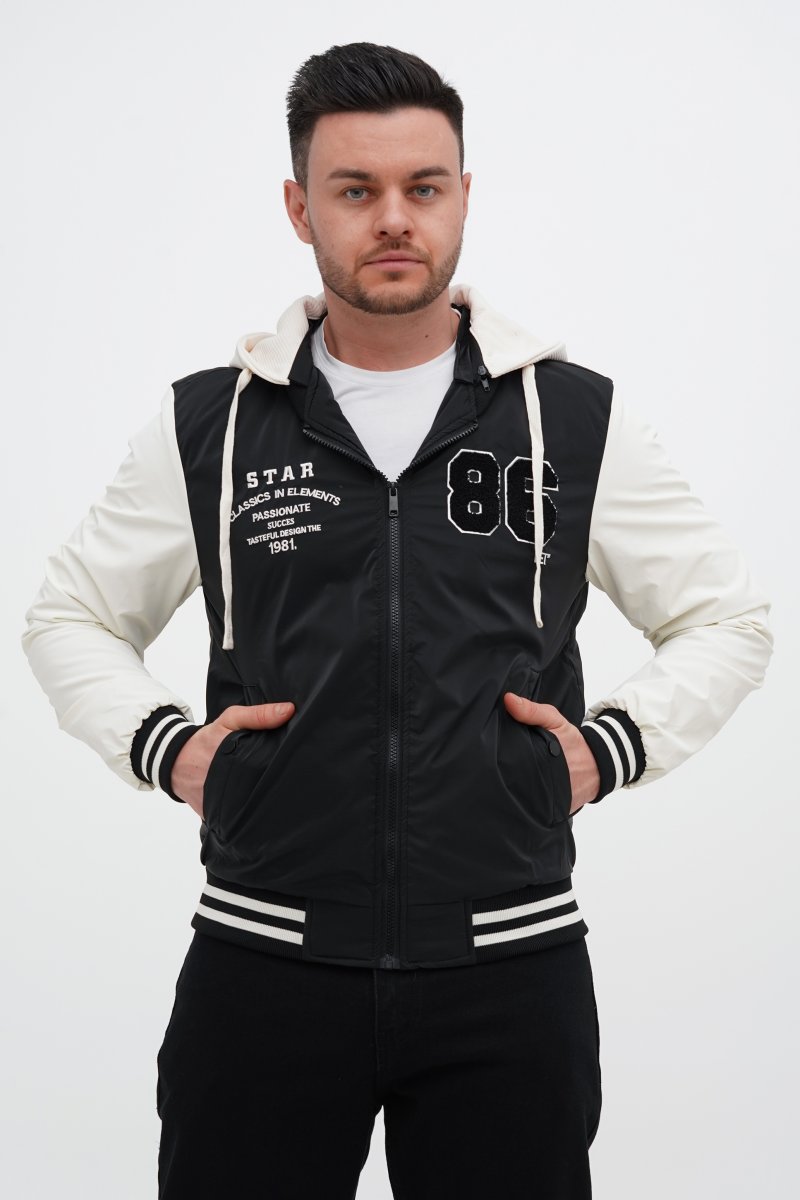Бомбер Trend Collection 7736-1 Чорний+білий (BLACK)