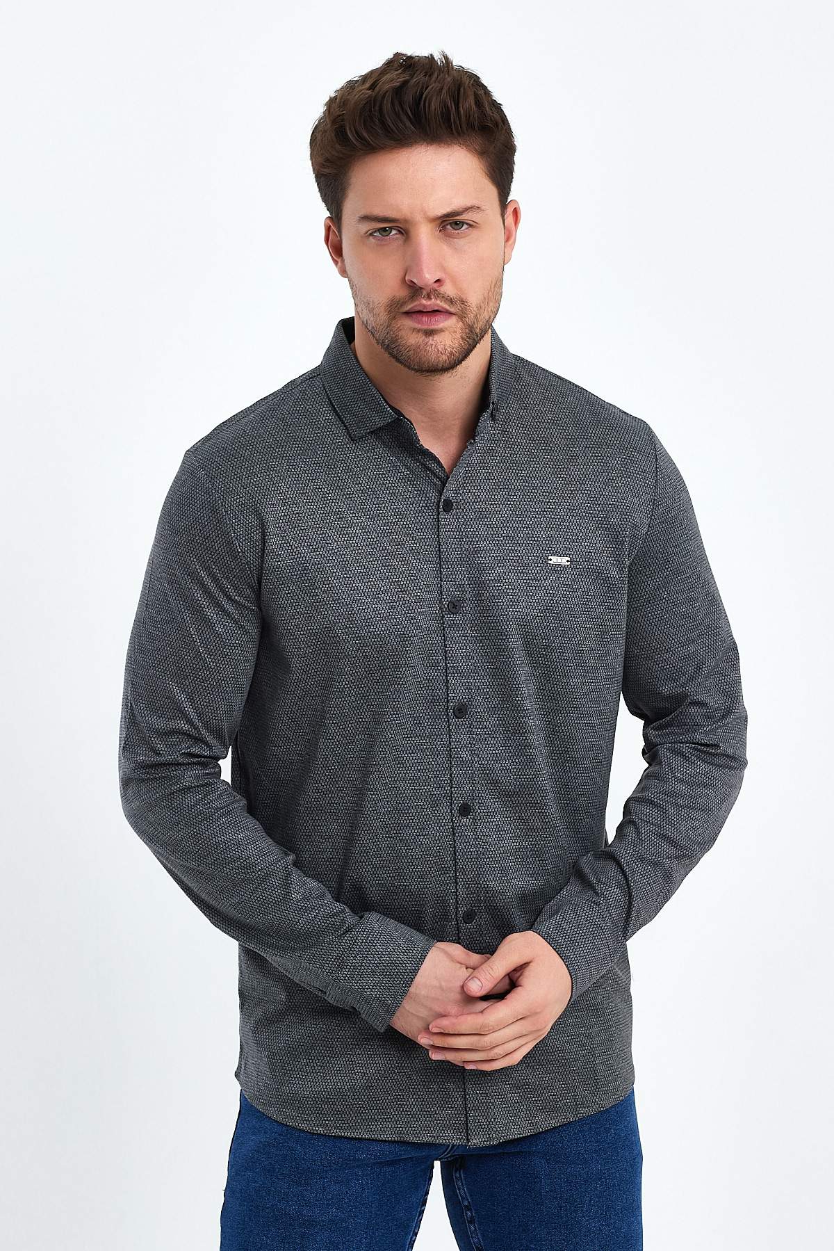 Рубашка трикотажная Trend Collection 2231-1 серый (GRI)