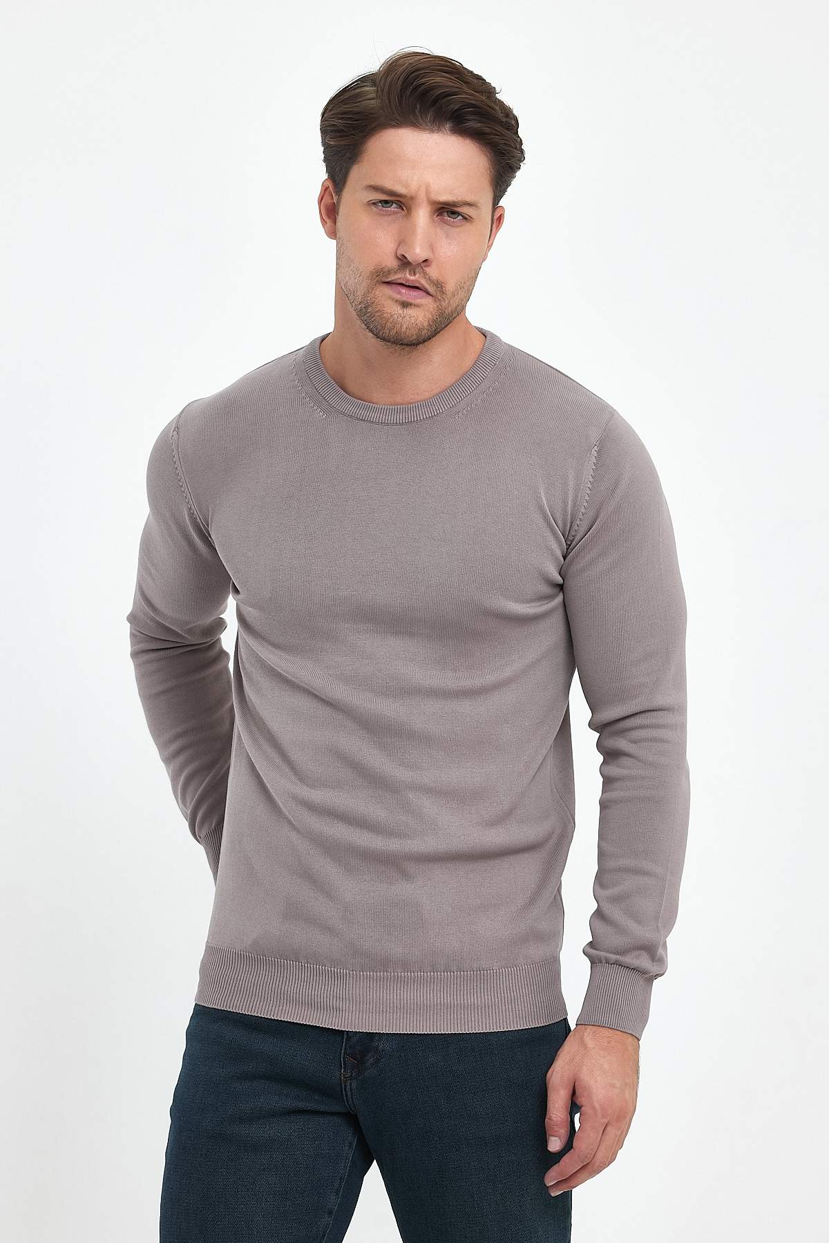 Светр однотонний Trend Collection 2022-1 Світло-бежевий (KUM BEJ)
