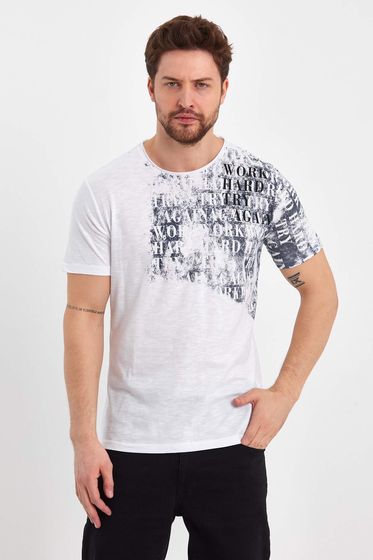 Футболка з принтом Trend Collection 36052 Білий (BEYAZ)
