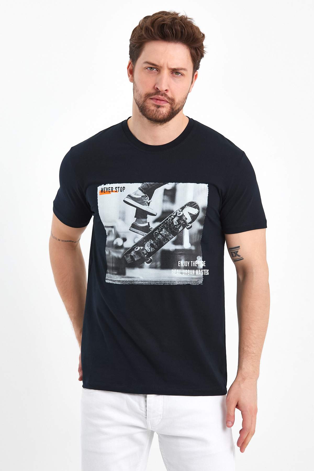Футболка з принтом Trend Collection 2799 Темно-синій