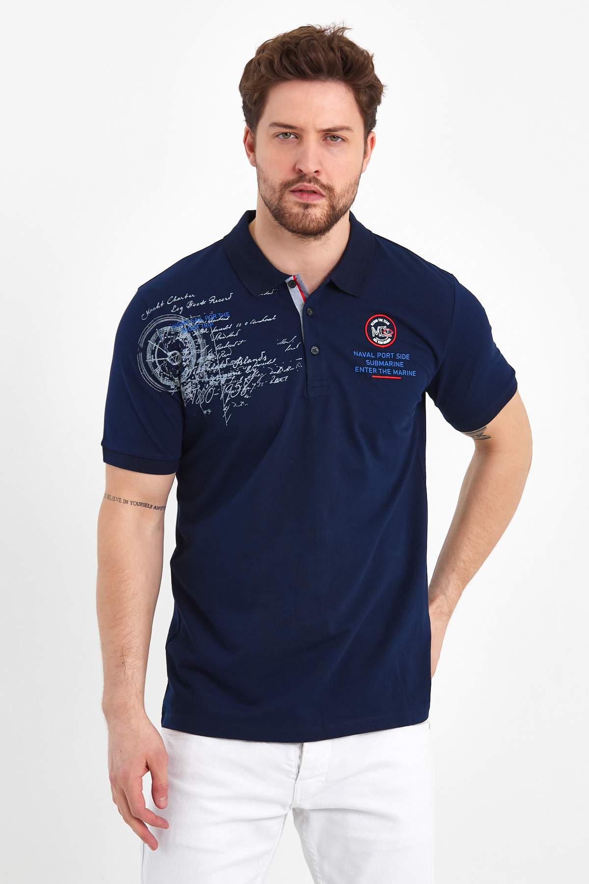 Футболка з принтом Trend Collection 39305 Темно-синій (LACIVERT)
