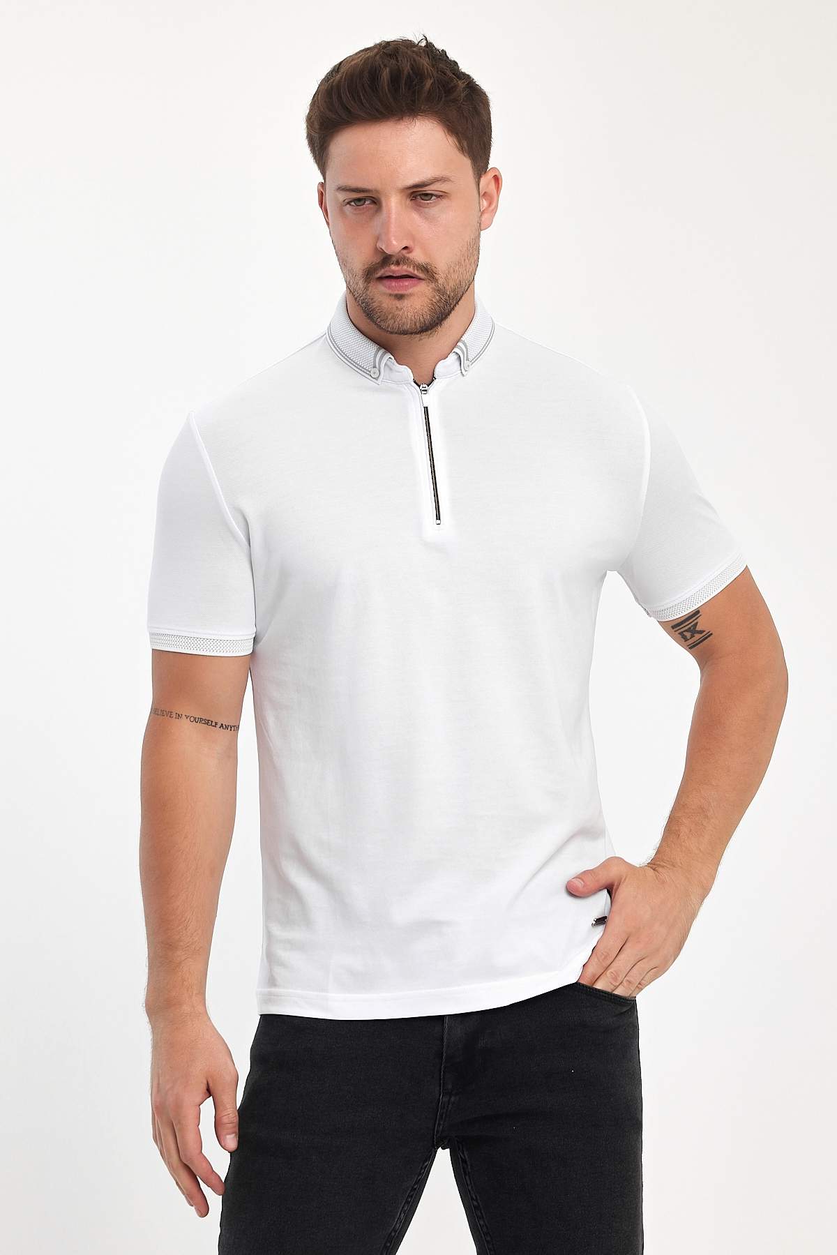 Футболка поло однотонная Trend Collection 24y1216 Белый (BEYAZ)