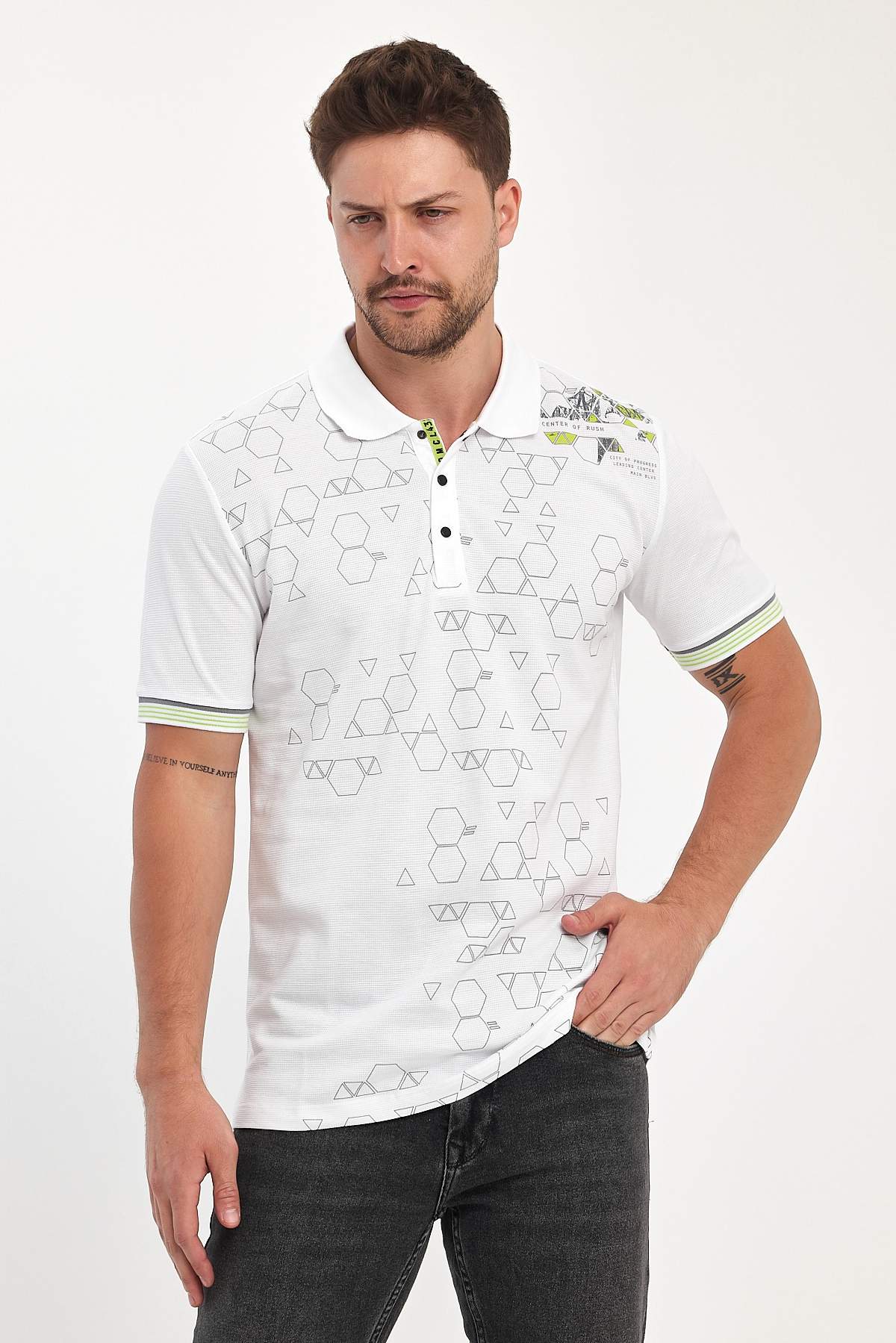 Футболка поло с принтом Trend Collection 39701 белый + принт (BEYAZ)