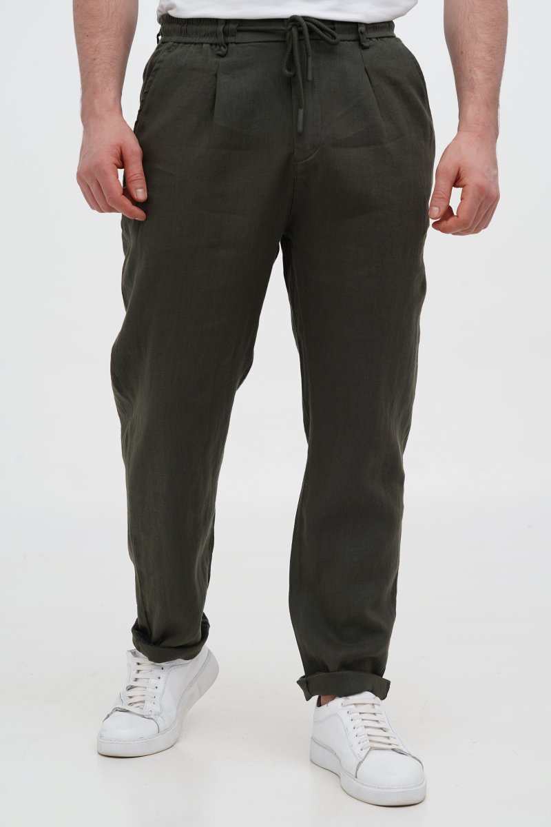 Брюки лен Trend Collection 1017 хаки (GREEN)
