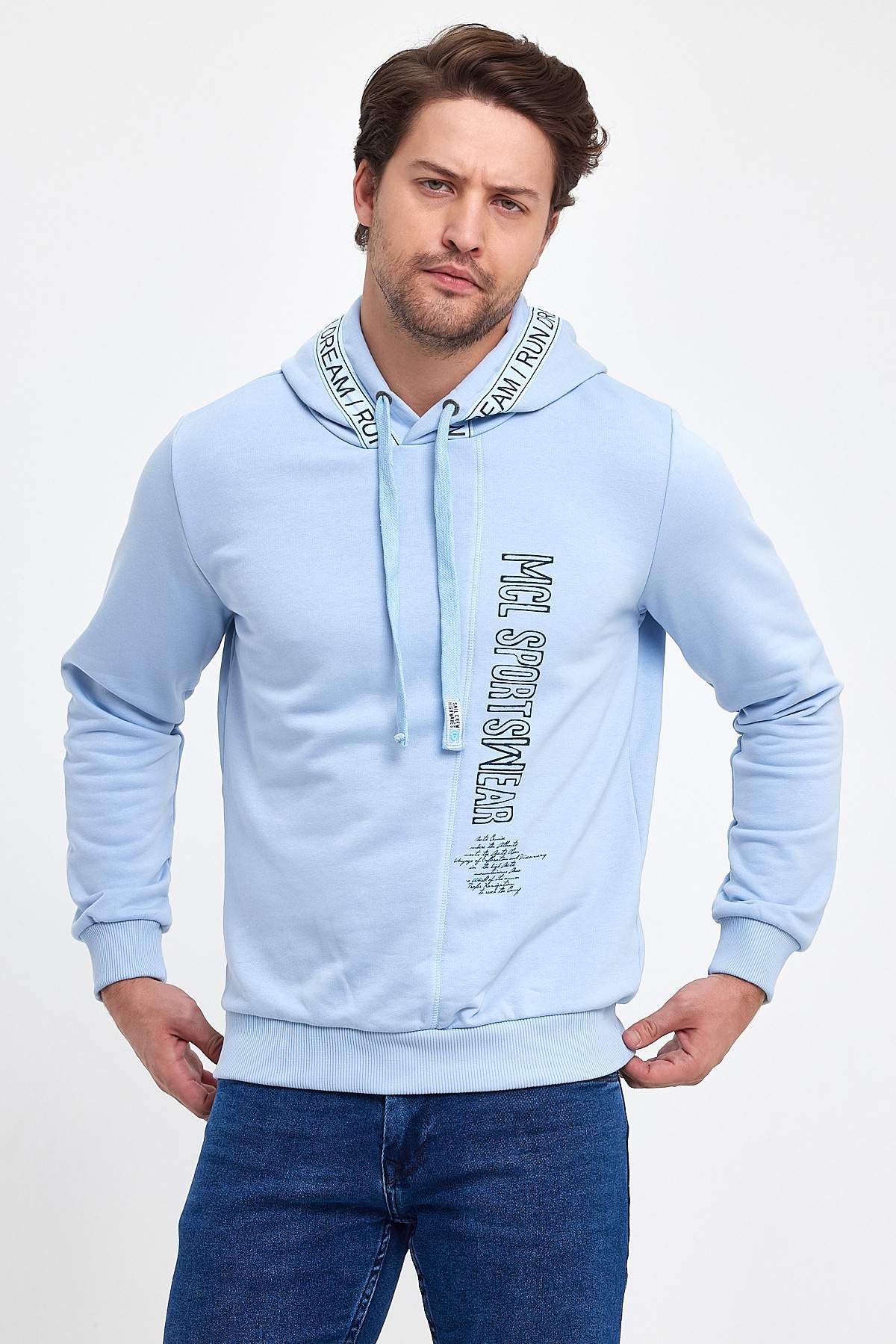 Худі з принтом Trend Collection 39423 Блакитний (SABAH MAVI)
