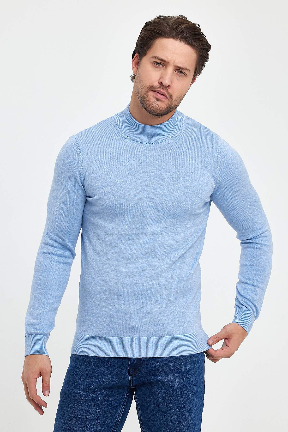 Гольф однотонный стойка Trend Collection 201494-3 голубой (B. MAVI)