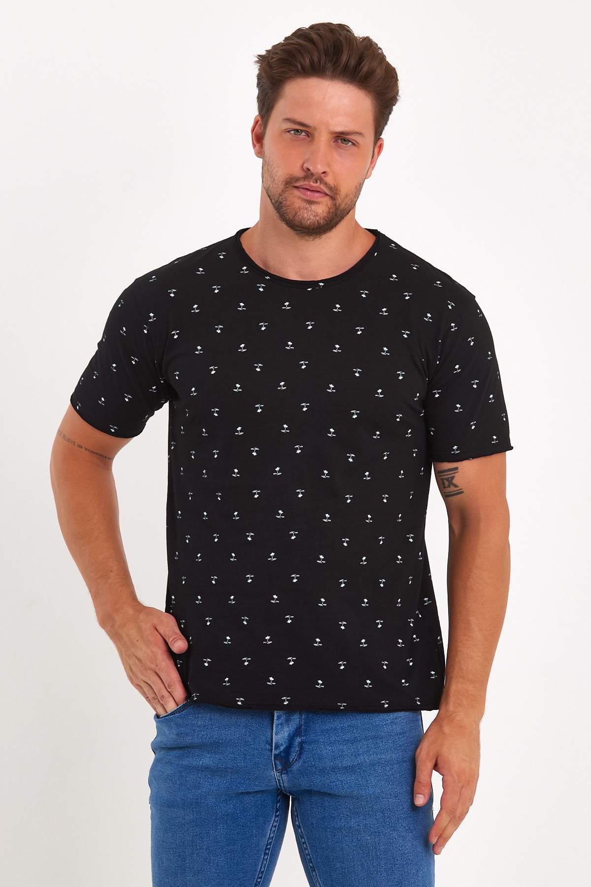 Футболка з принтом Trend Collection 2232 Чорний+пальма