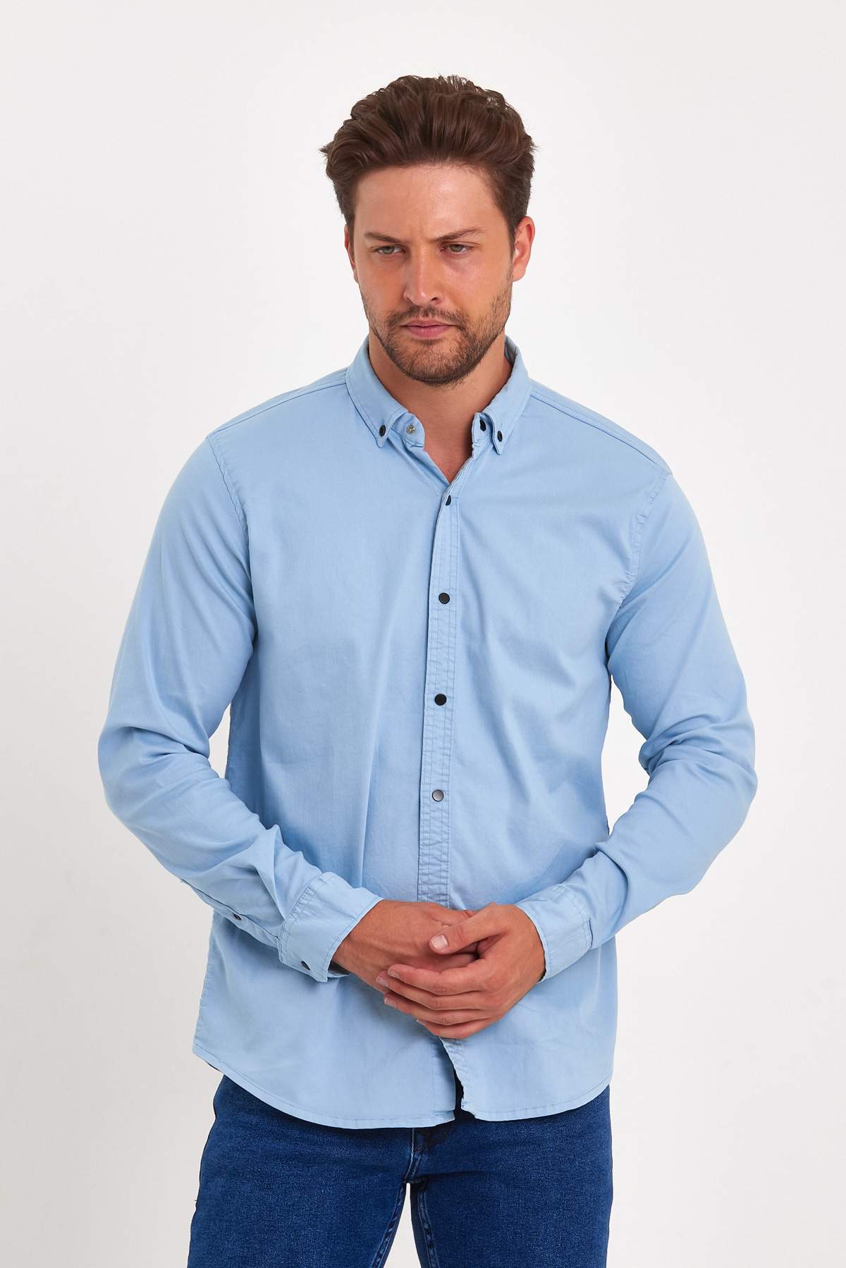 Рубашка однотонная Trend Collection 18404 Небесный (MAVI)