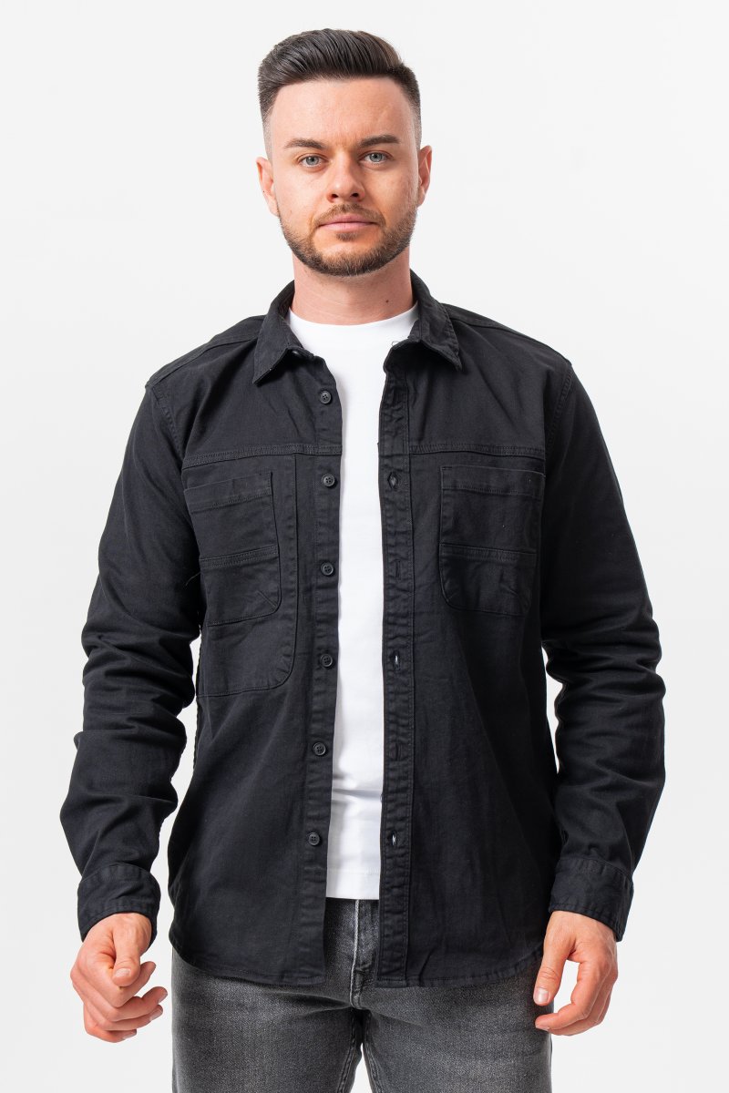 Джинсовая рубашка в стиле кэжуал K.O.R 3776 Черный (black)