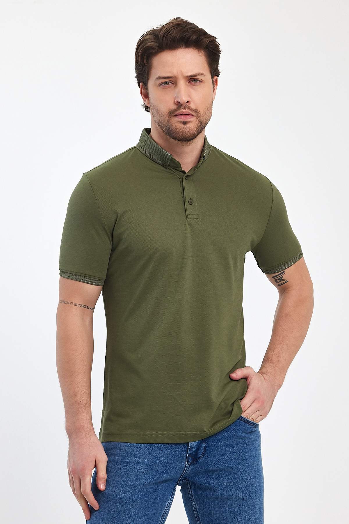 Футболка поло однотонна Trend Collection 24Y1172 Хакі (A.HAKI)
