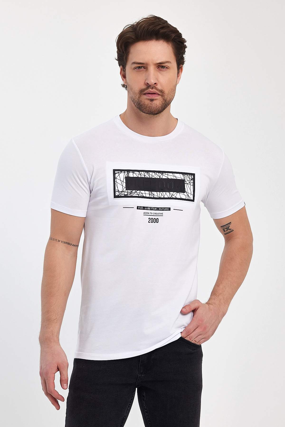 Футболка з принтом Trend Collection 39123 Білий (BEYAZ)