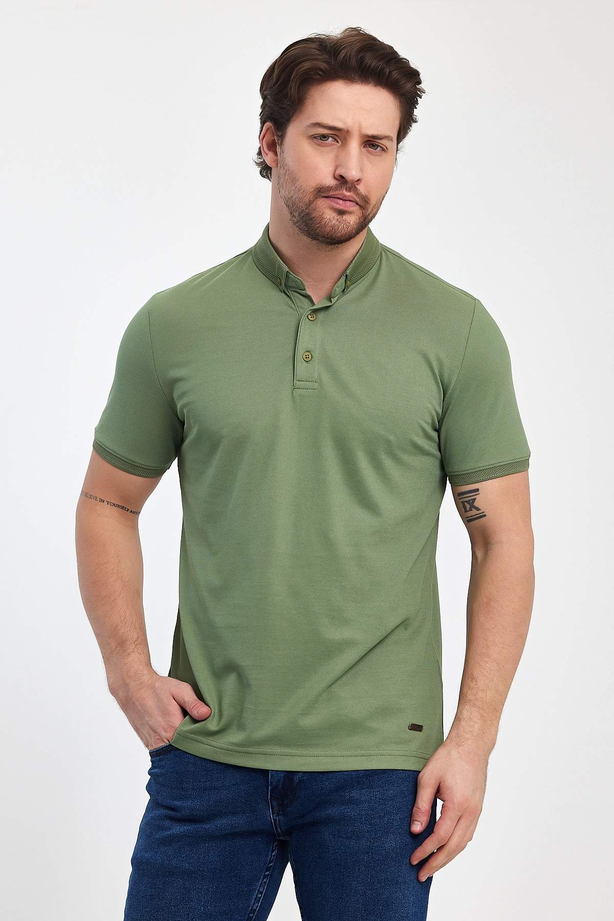 Футболка поло однотонная Trend Collection 24y1172 оливковый (A.YESIL)