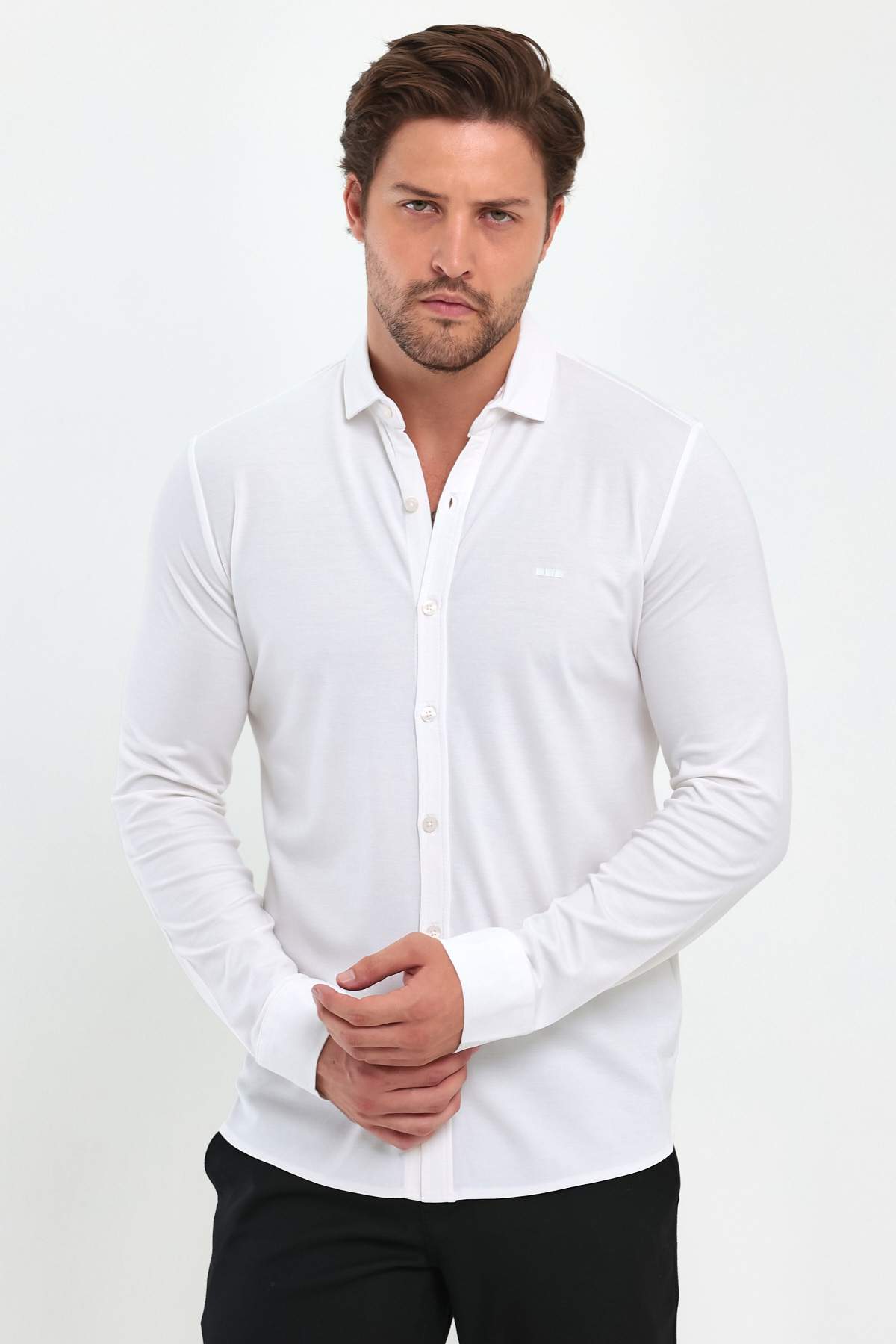 Рубашка однотонная Trend Collection 2320 Белый (BEYAZ)