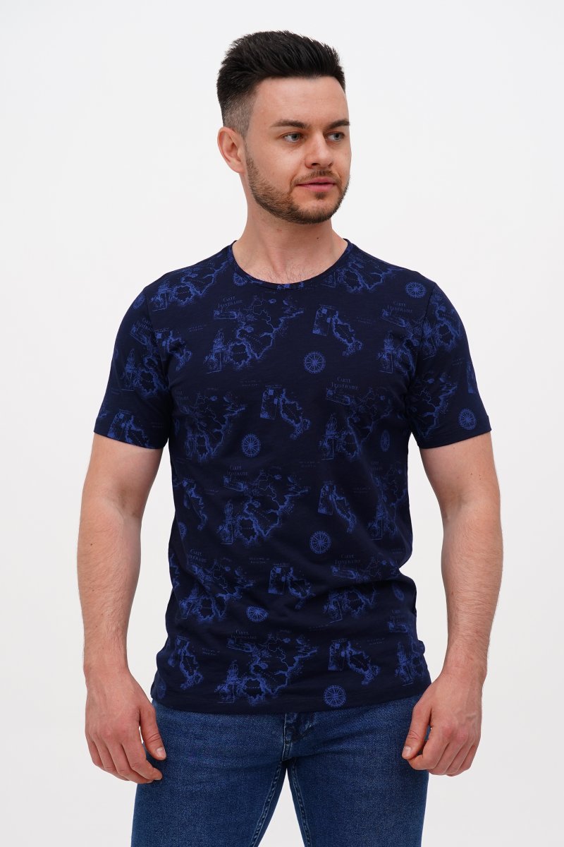 Футболка с принтом Trend Collection BAT 35584-1 Темно-синий (LACIVERT)