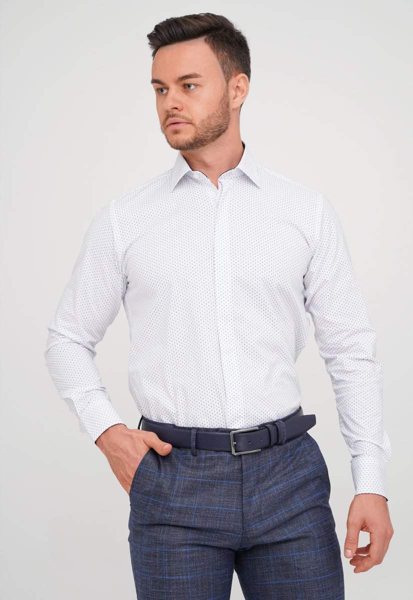 Сорочка Trend Collection 8417 Білий+синій літак