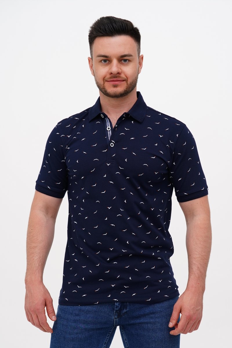 Футболка поло с принтом Trend Collection BAT 39574 Темно-синий+принт (LACIVERT)