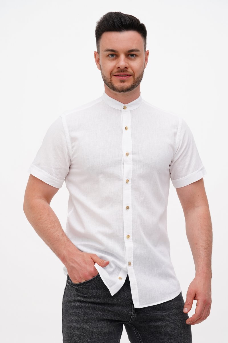 Сорочка к.р. льон  стійка Trend Collection K02-152 Білий