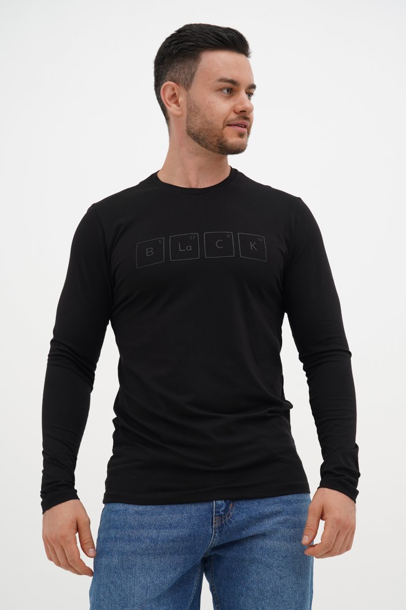 Лонгслив с принтом Trend Collection 33031 черный (SIYAH)