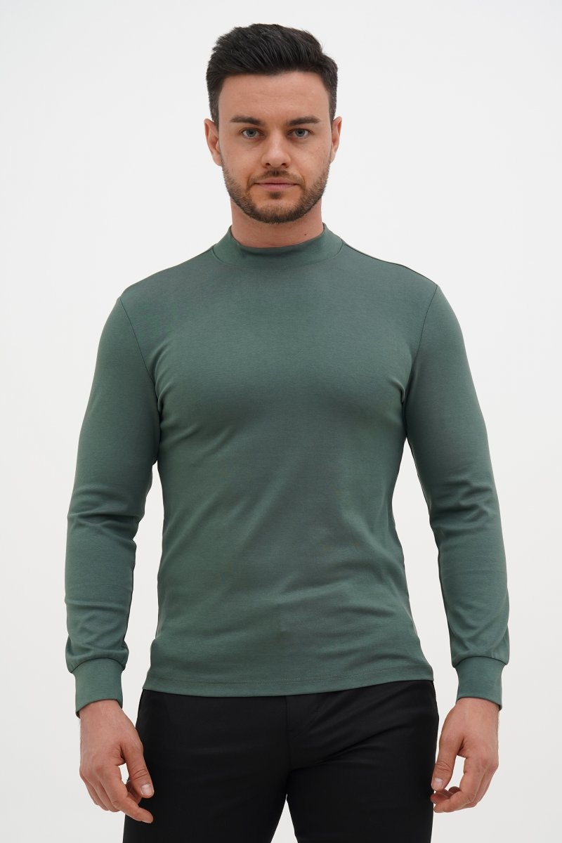 Гольф однотонный стойка Trend Collection 8802 оливковый (GREEN)