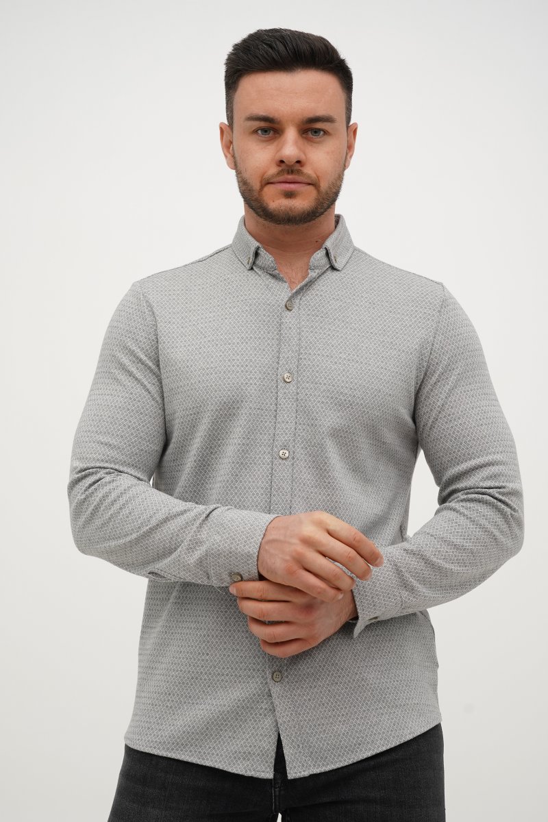 Рубашка с принтом Trend Collection 2341 серый+ромб (GRI)