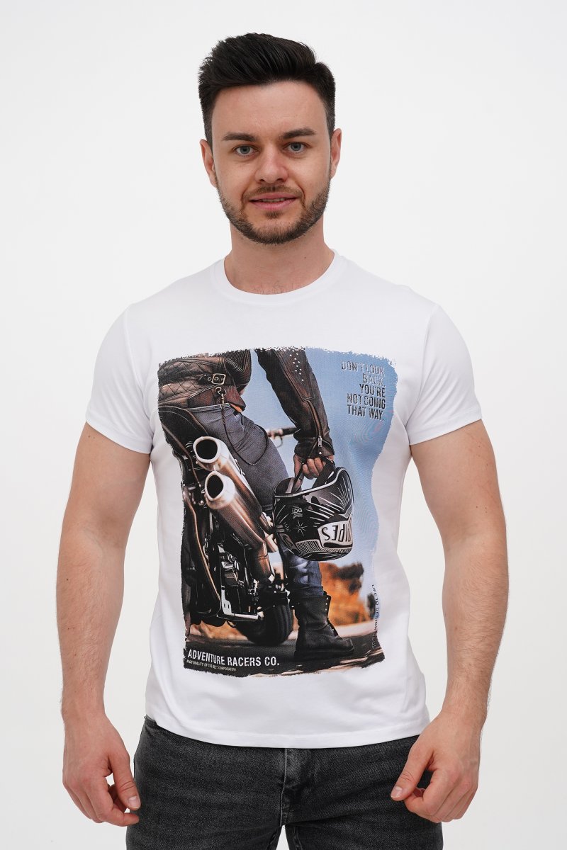 Футболка с принтом Trend Collection 2635 белый + принт (BEYAZ)