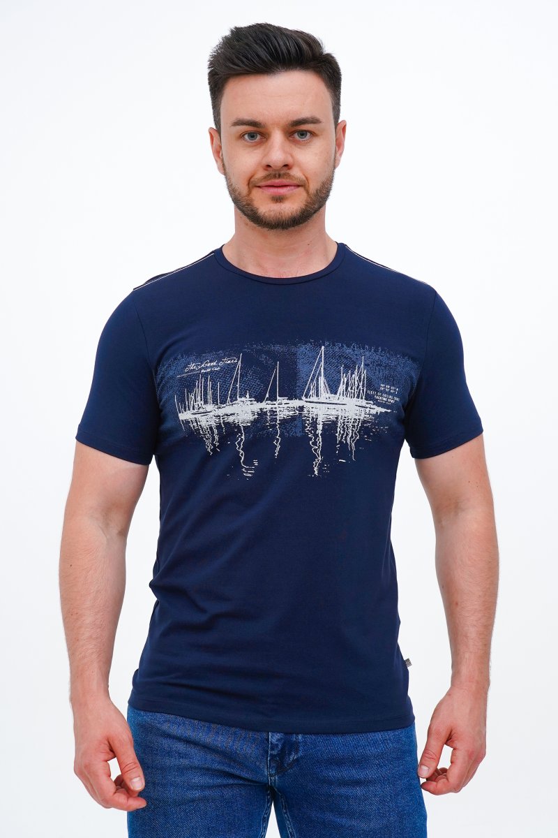 Футболка с принтом Trend Collection 36361 Темно-синий (LACIVERT)