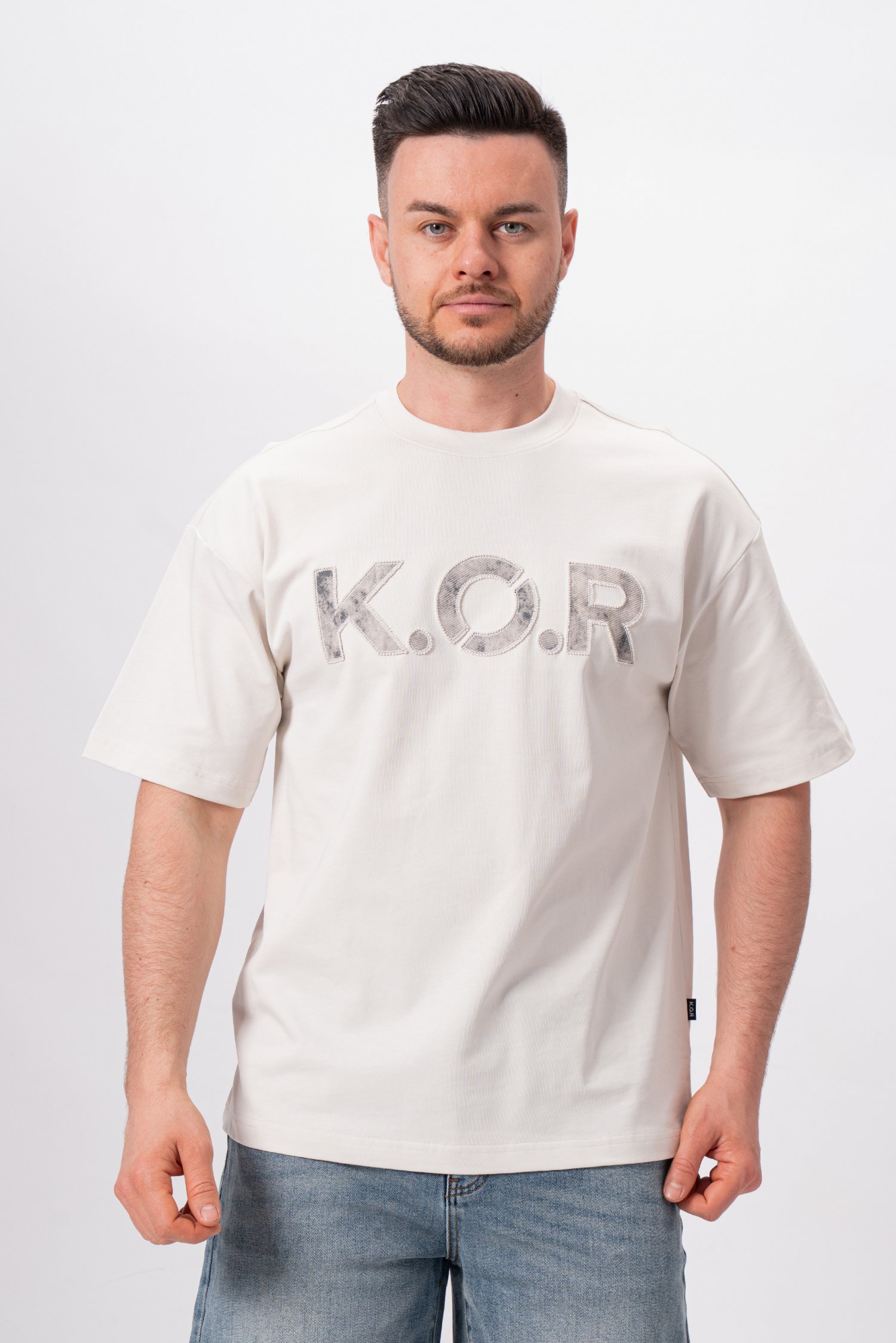 Футболка с принтом K.O.R 5063 Светло-серый (LIGHT GREY)