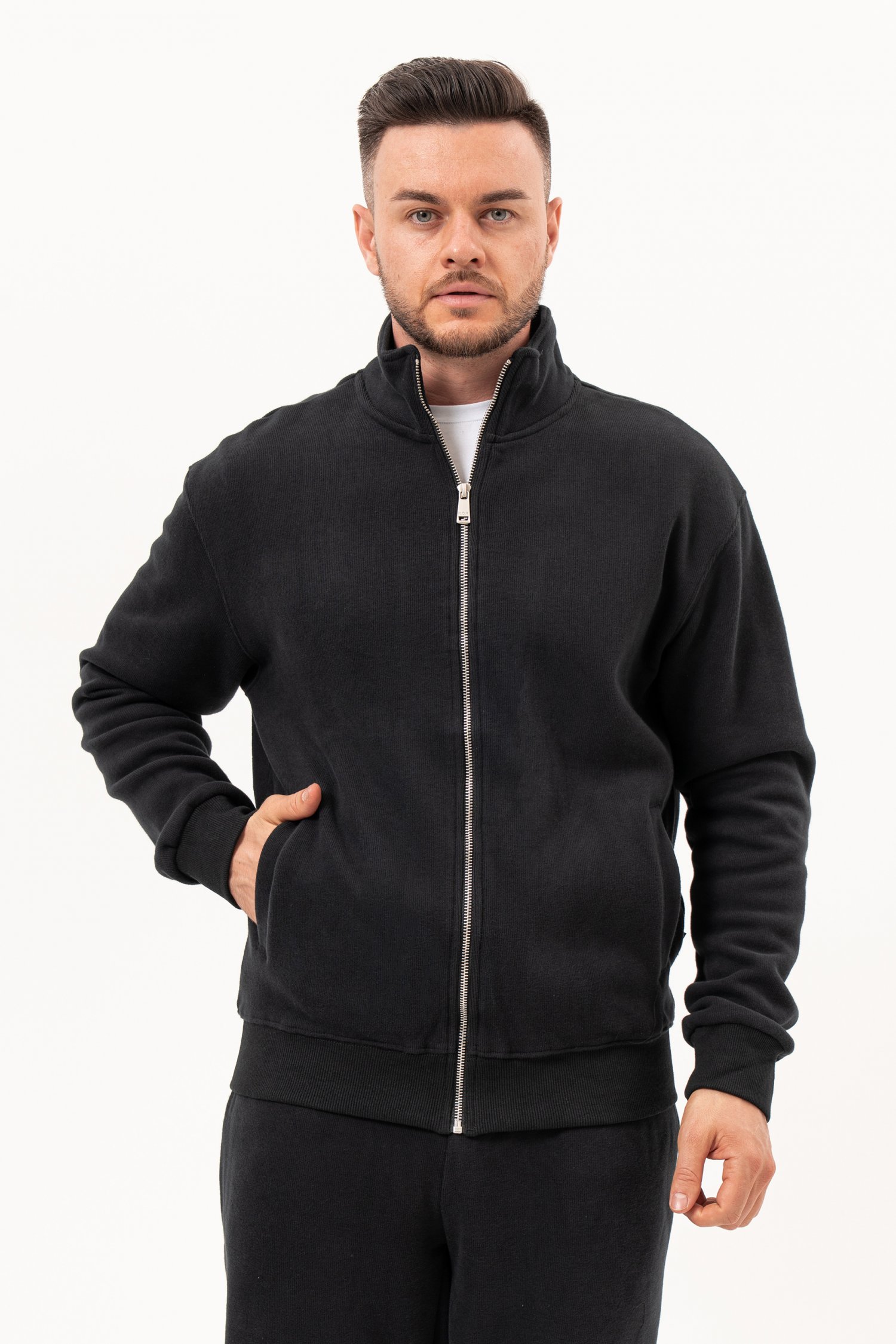 Спортивная флисовая кофта на молнии K.O.R 852 Черный (№37 black)