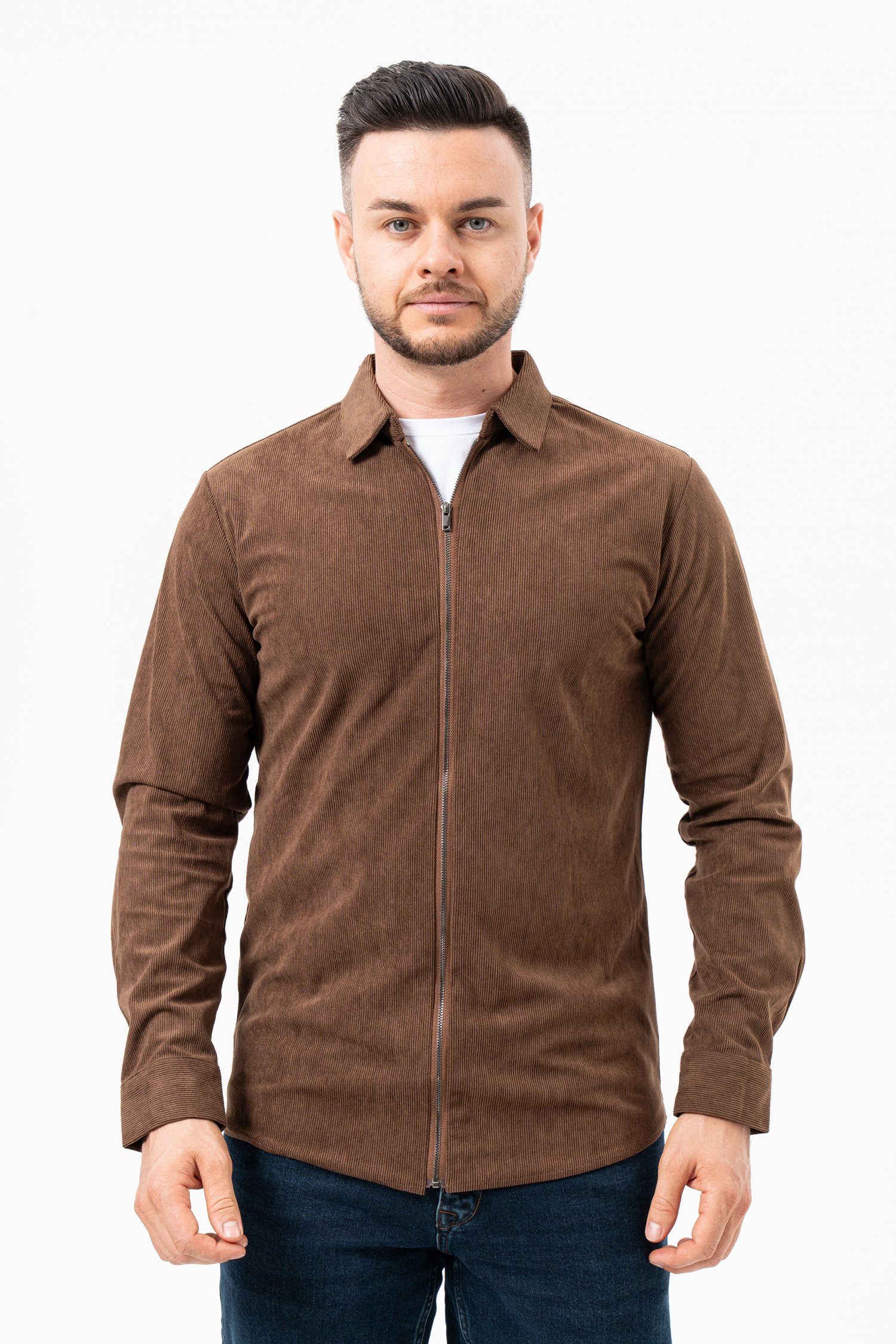 Рубашка из вельвета K.O.R 6013 Коричневый (BROWN)