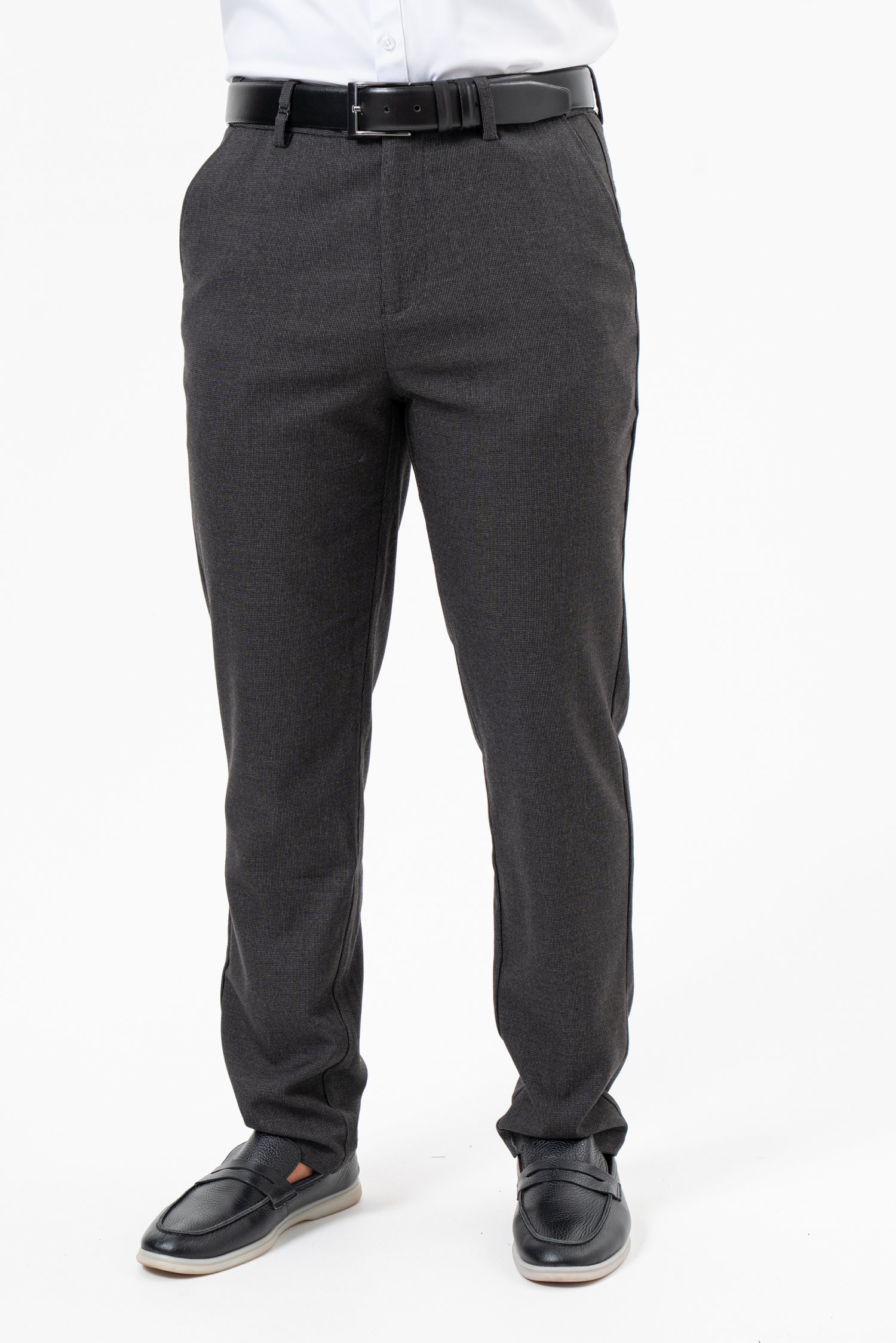 Штани slim fit K.O.R 126541 Сірий + дрібна клітінка (GRAY)