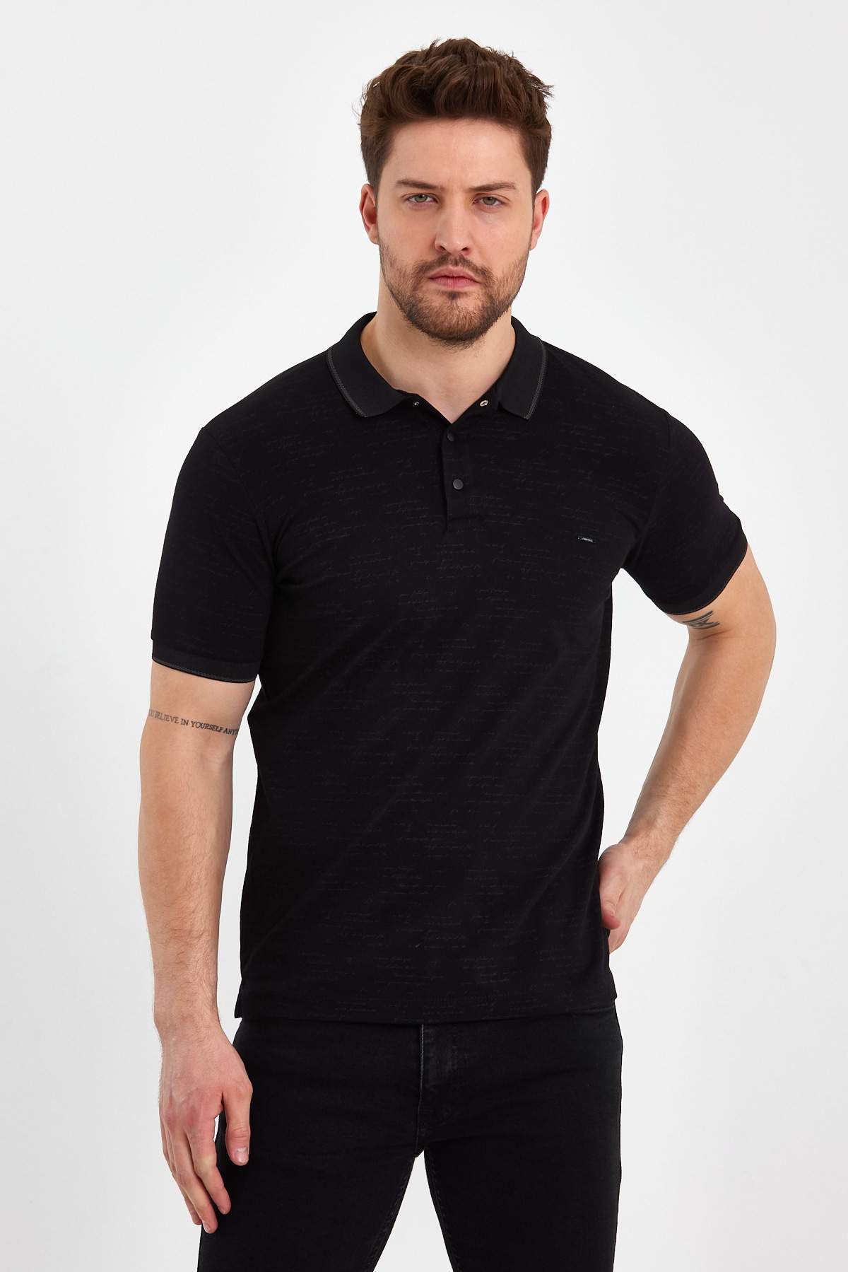 Футболка поло з принтом Trend Collection 8275 Чорний (V07)
