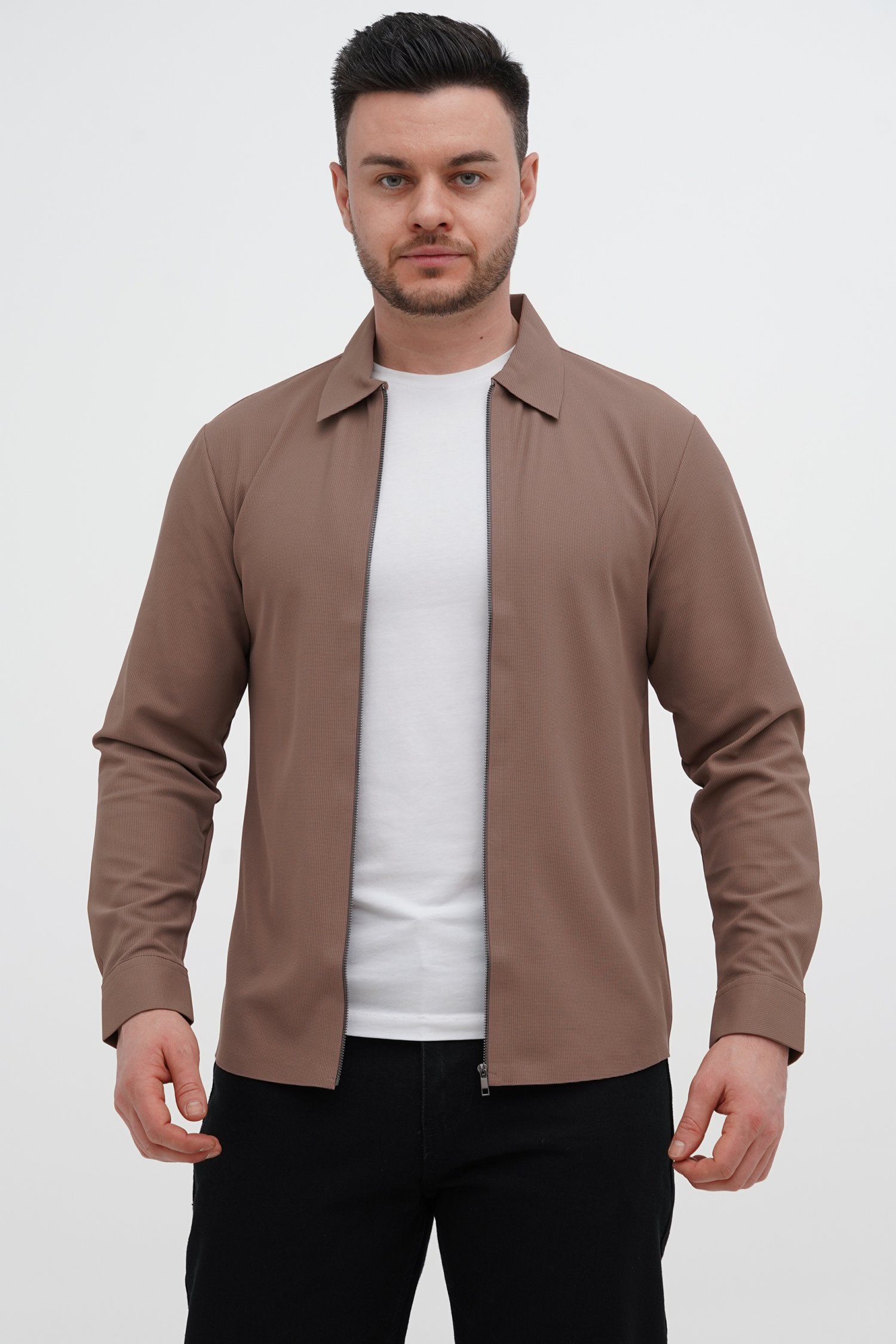 Рубашка однотонная Trend Collection 2206 бежевый