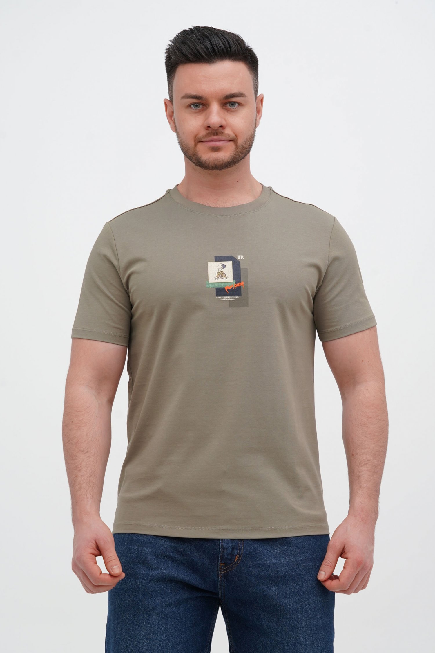 Футболка с принтом Trend Collection 3612 оливковый (GREEN)