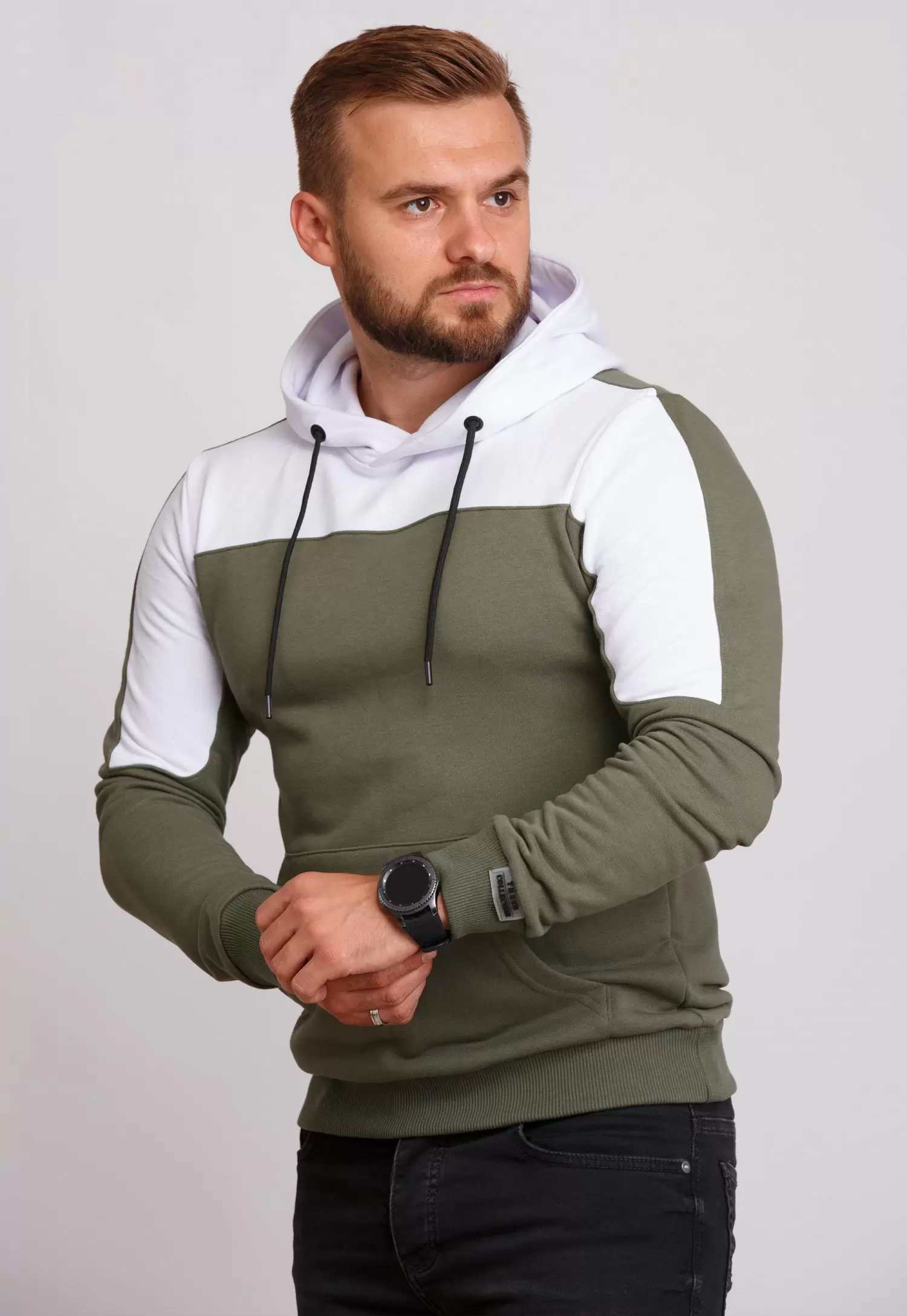 Худи Trend Collection 89001 Хаки + белый капюшон