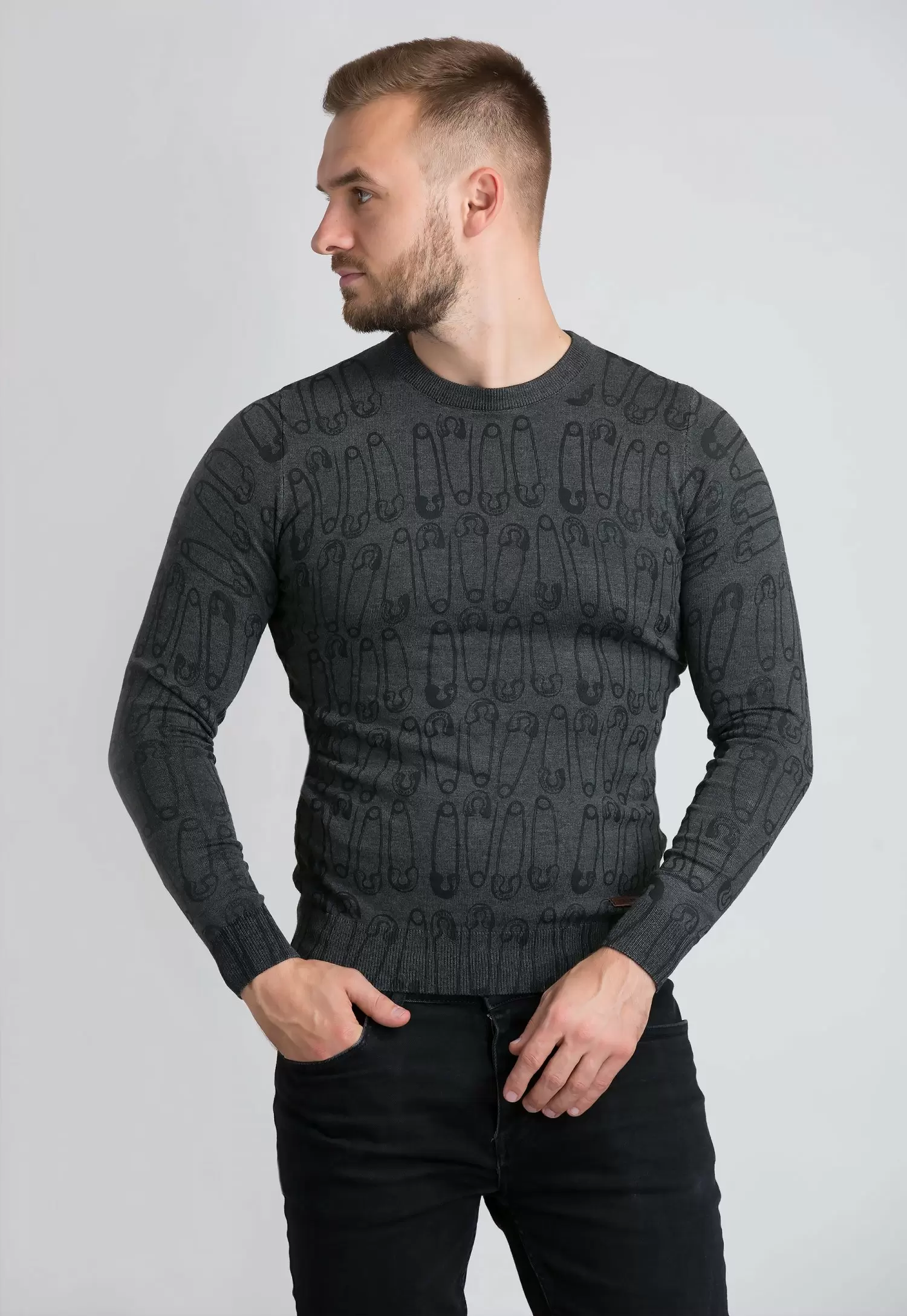 Свитер Trend Collection 99035 Серый+шпилька