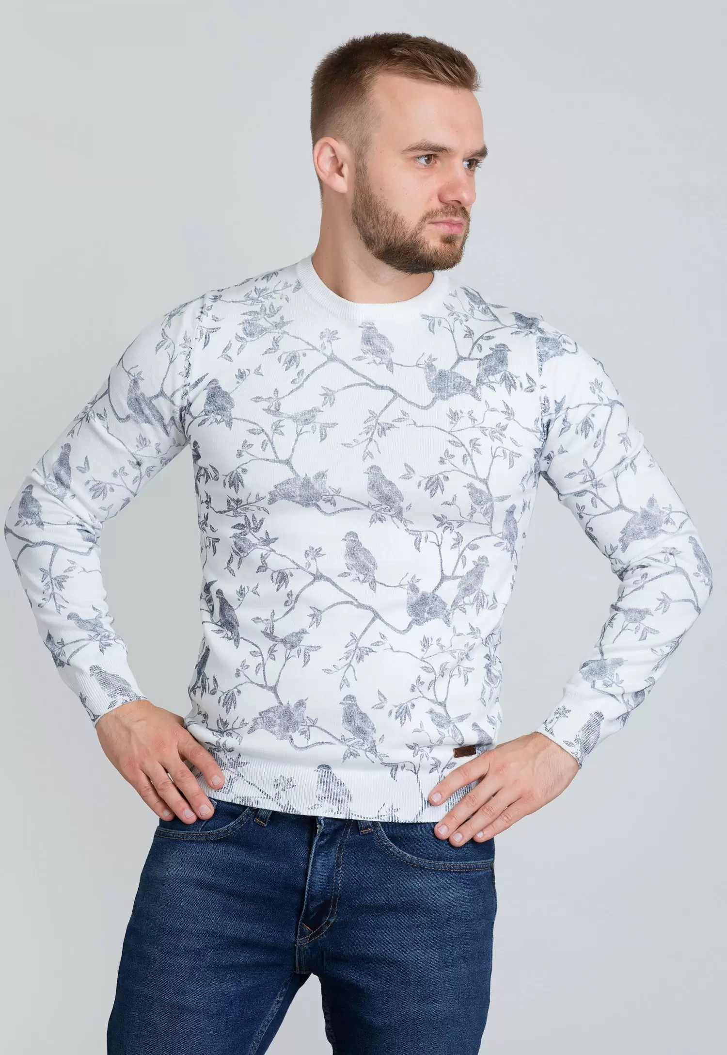 Свитер Trend Collection 410 Белый+птицы