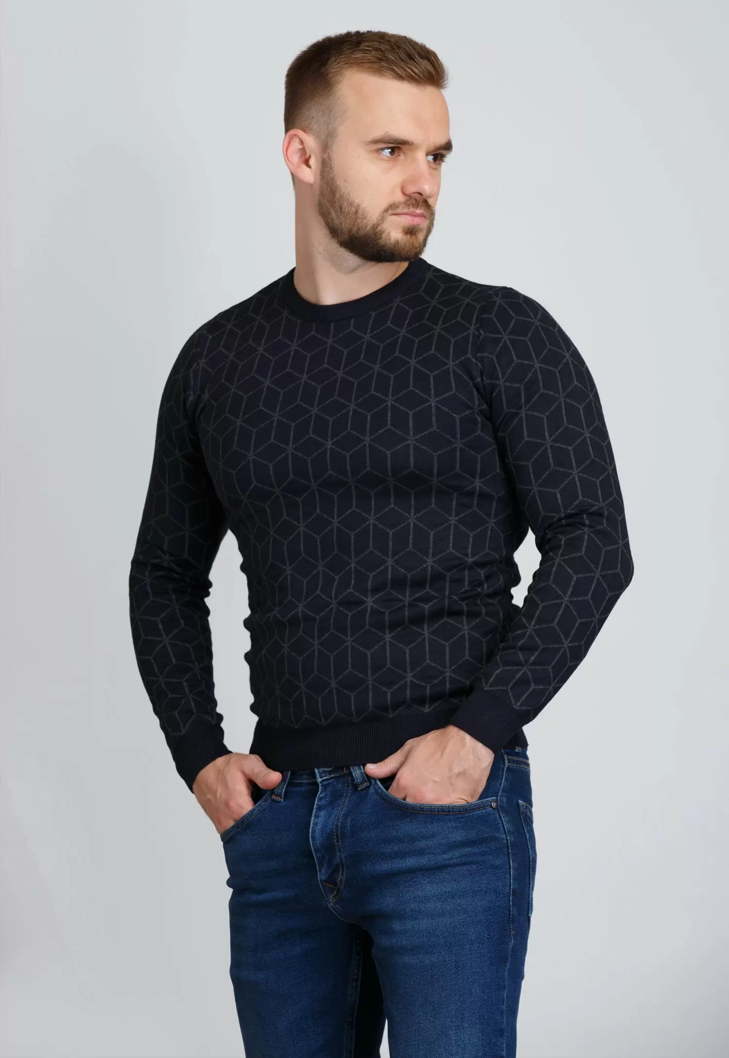 Свитер Trend Collection 66279 Синий+темно-серый ромб