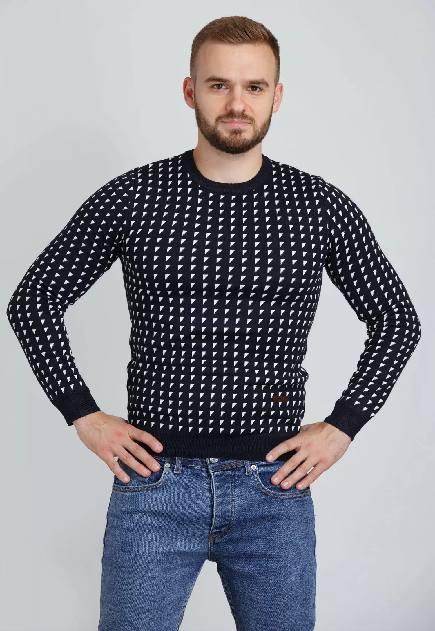 Свитер Trend Collection 9517 Синий + белый треугольник