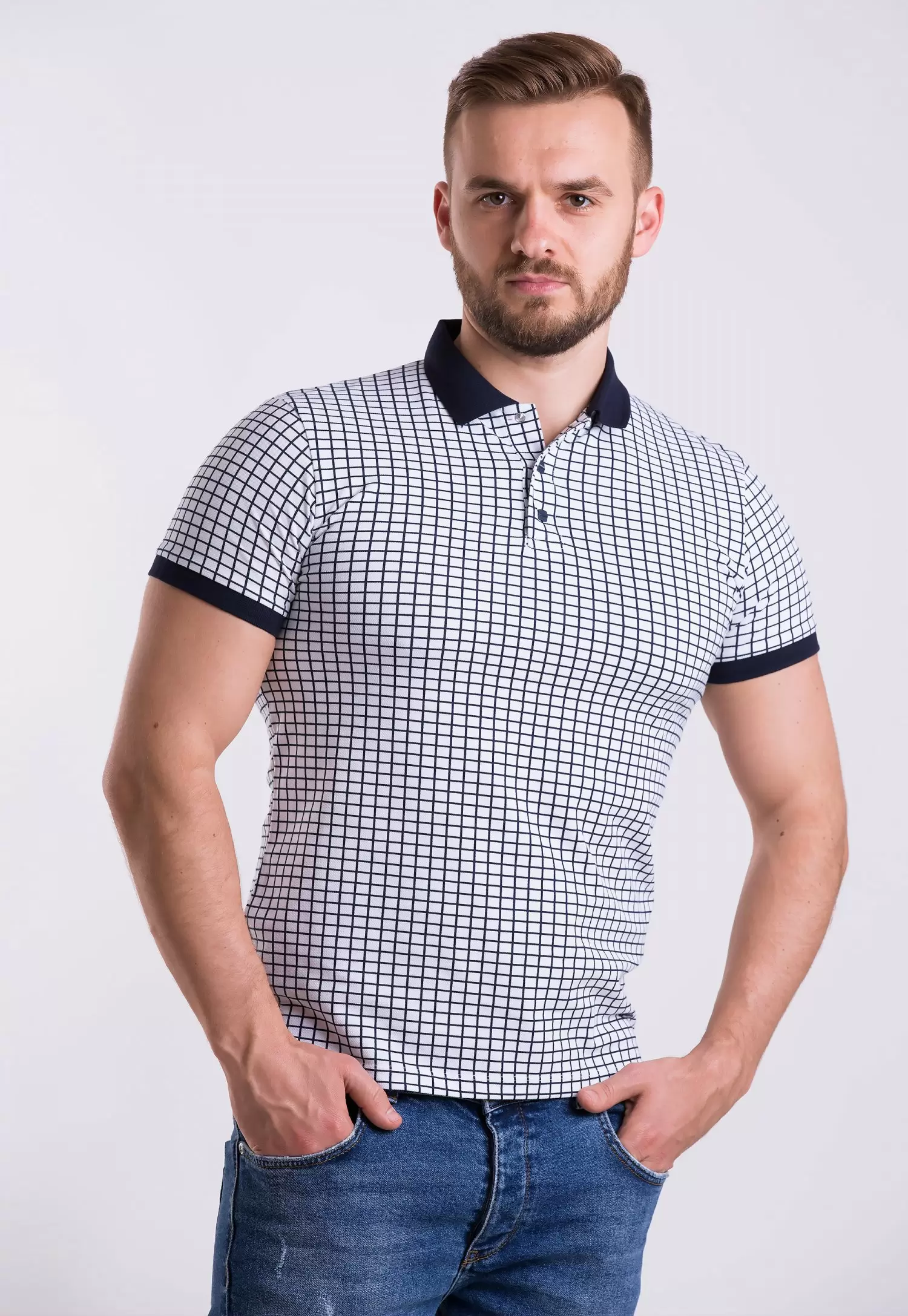 Футболка Trend Collection 8149-04 Білий + чорна клітинка
