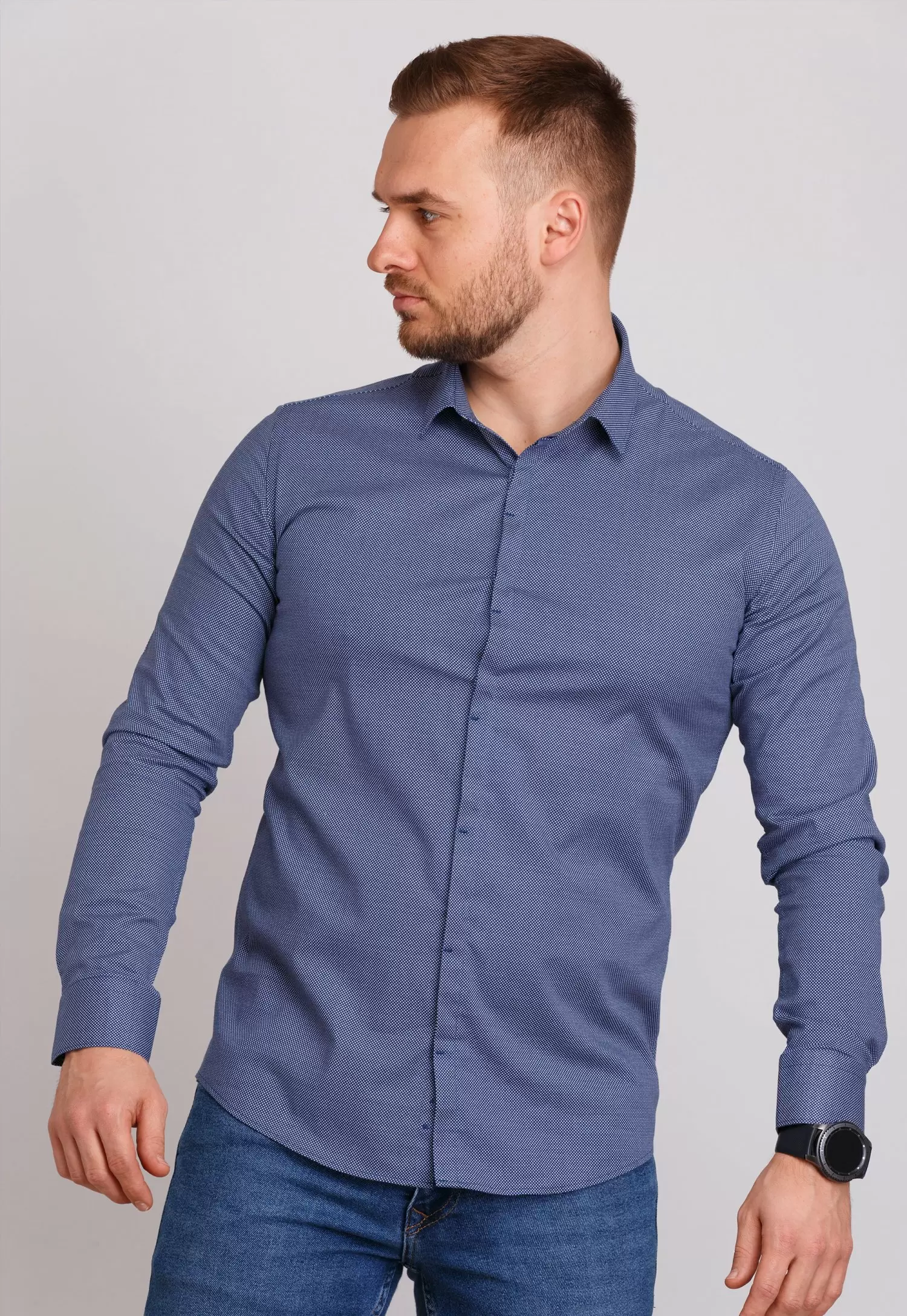 Сорочка Trend Collection 0805 Синій+крапка