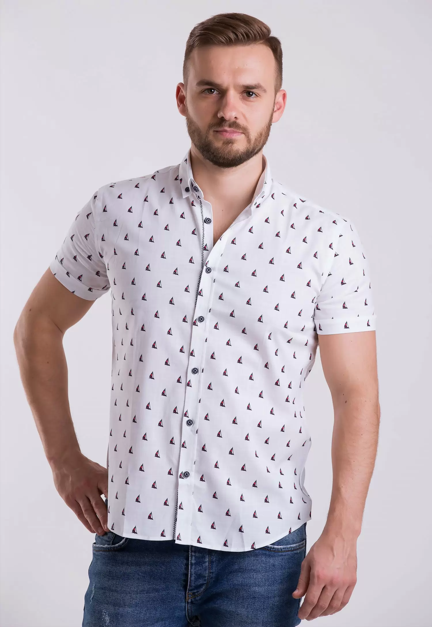 Рубашка Trend Collection TG0007 Белый + кораблики