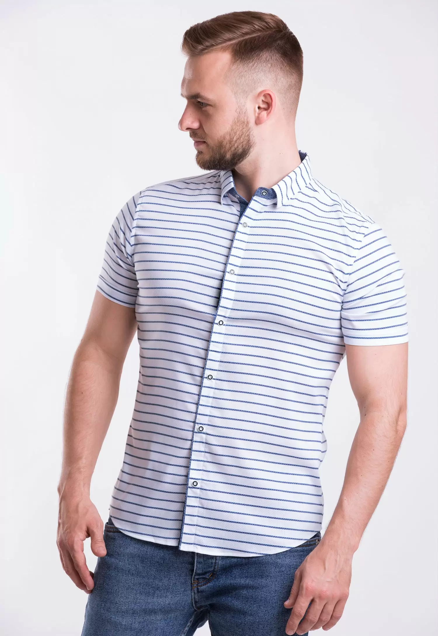 Рубашка Trend-Collection 18368 Белый + полоска