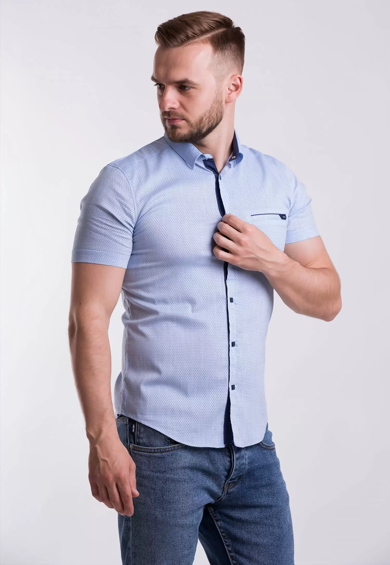 Сорочка Trend-Collection 18377-2 Небесний + крапка