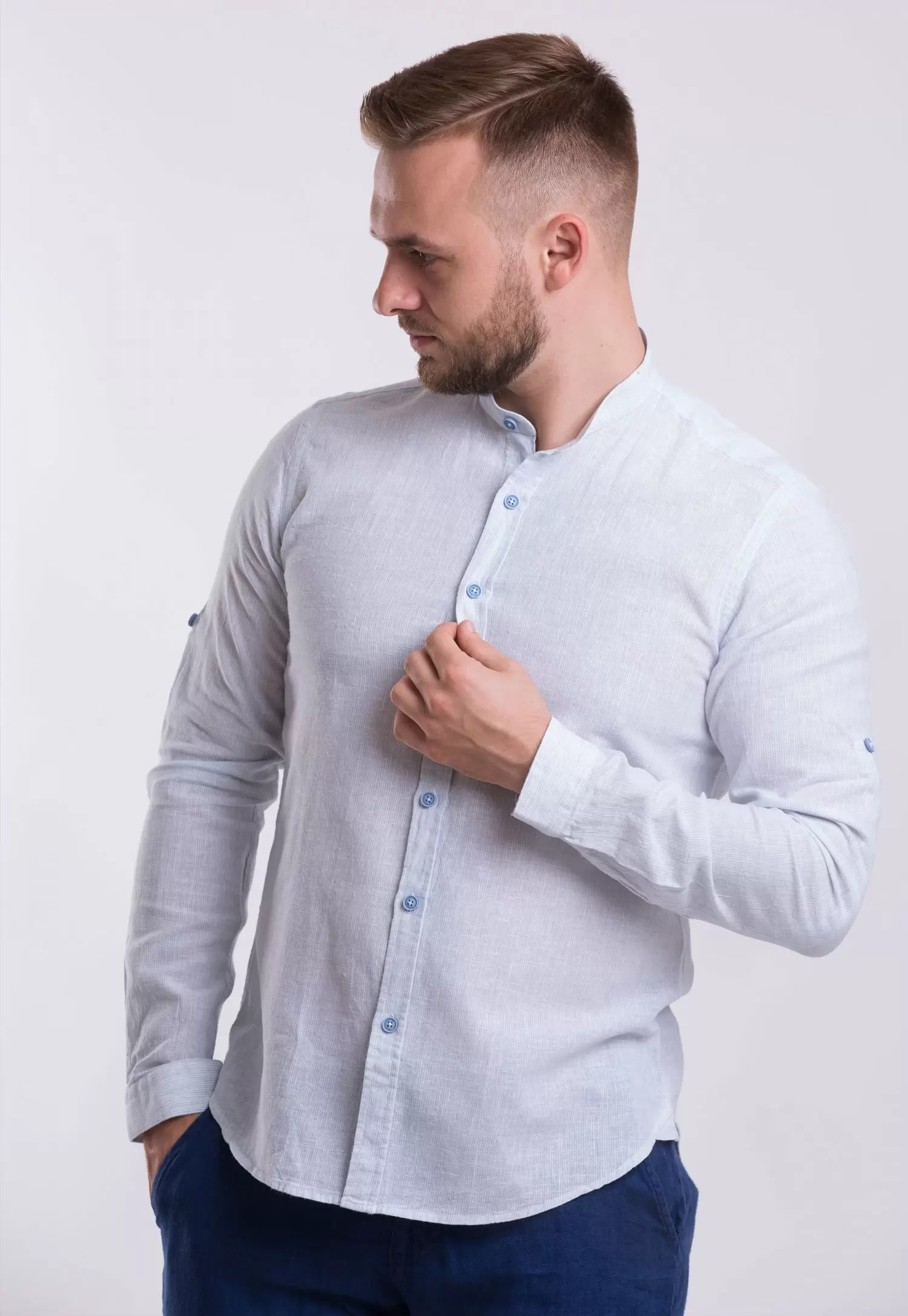 Рубашка Trend Collection U02-1046 Небесний + полоска