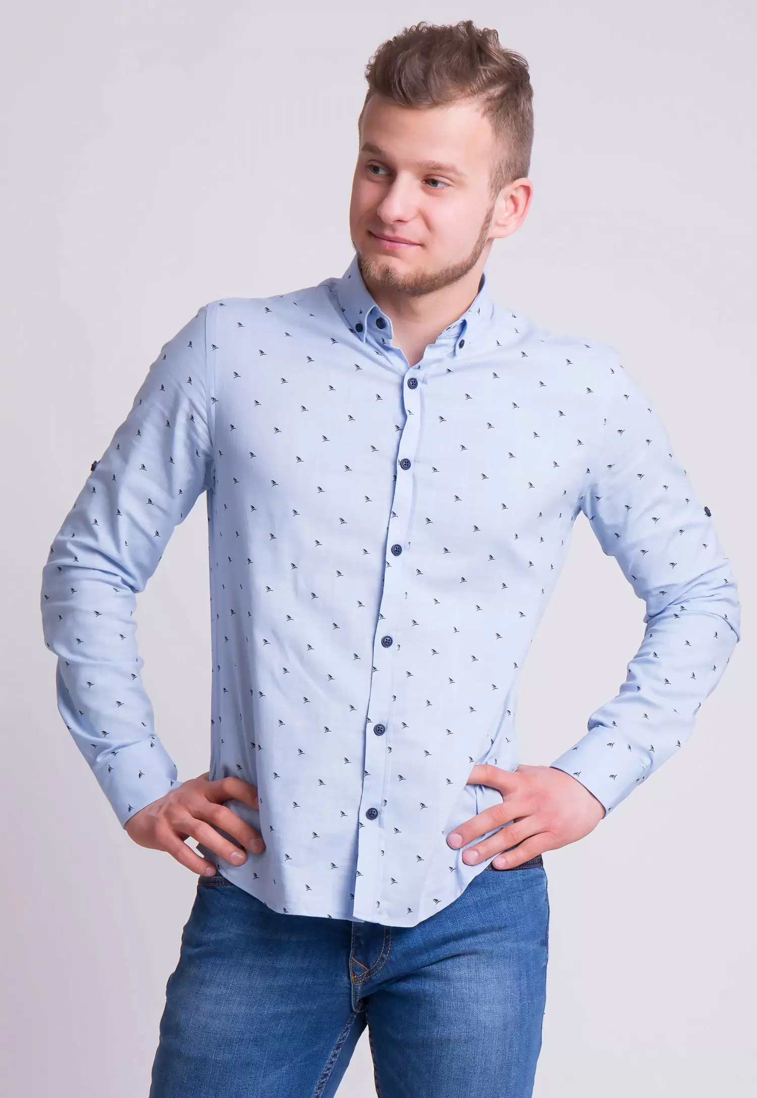 Рубашка Trend Collection 0005 Небесный+кораблики (Blue)